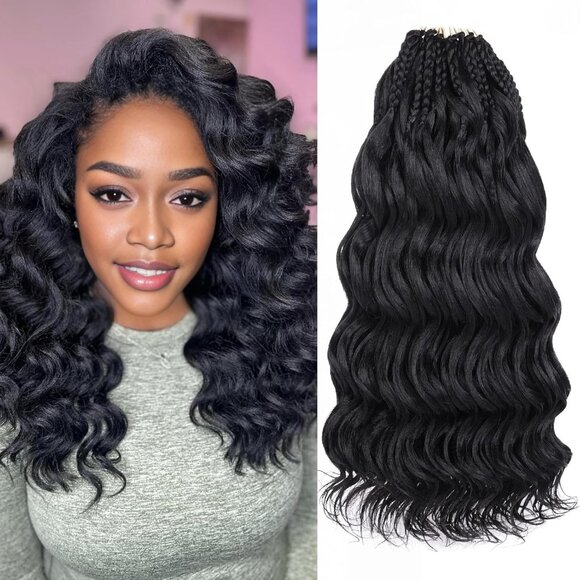 Pre-Looped Ocean Wave Crochet Hair Synthetic 14 Inch Short Curly Buns